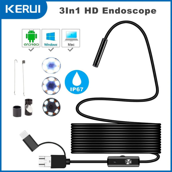44096cc8c06f627f 7MM Android Endoscope 3 IN1 Micro USB Type C Borescope Mini Camera Waterproof LED Car Inspection For HUAWEI XIAOMI PC