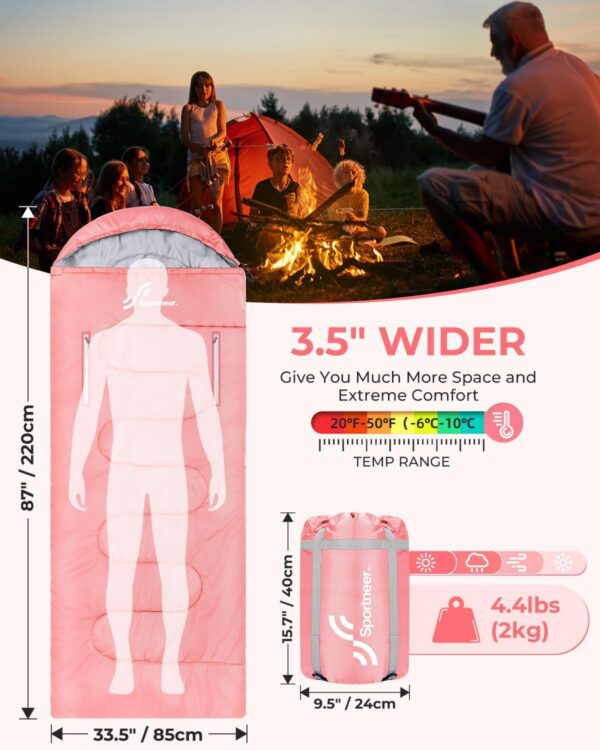44193a4cc9f3564b Sleeping Bag for Adults 220×85cm, 3-4 Season Warm & Cool Weather Sleeping Bag with Zippered Holes for Adults & Kids Camping,Traveling, Music Festival and Outdoors,1.9KG
