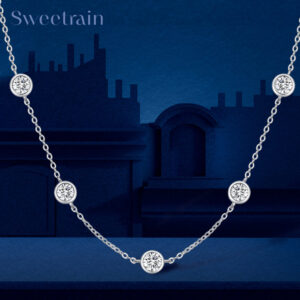 5mm 5 Stones Bubble Moissanite Necklace Certified Original Gold Plated Sier Diamond Choker Chain for Women Jewelry GRA