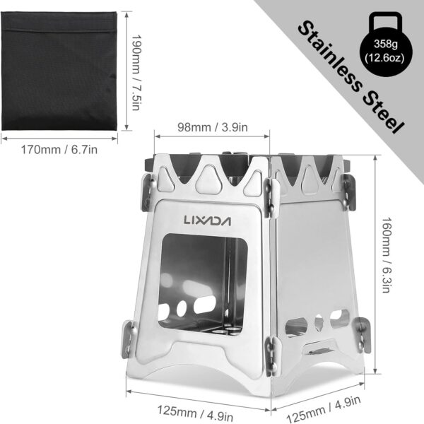 Lixada Compact Folding Wood Stove for Outdoor Camping Cooking Picnic