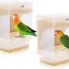 Rypet 2 Pack No Mess Automatic Bird Feeder Transparent Food Container Cage Acrylic Parrot Feeder Accessories for Small Birds Parrot Cockatoo Canary