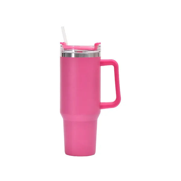 4444f3f38b5ba04b Ready To Ship 40oz Hot Pink Mugs With Handle Insulated Tumblers Lids Straw Stainless Steel Coffee Thermos Cups