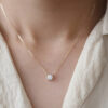 SOMILIA Sterling Sier Gold Plated Necklace Versatile Single Sparkling Zircon Clavicle Chain for Women Wedding Jewelry