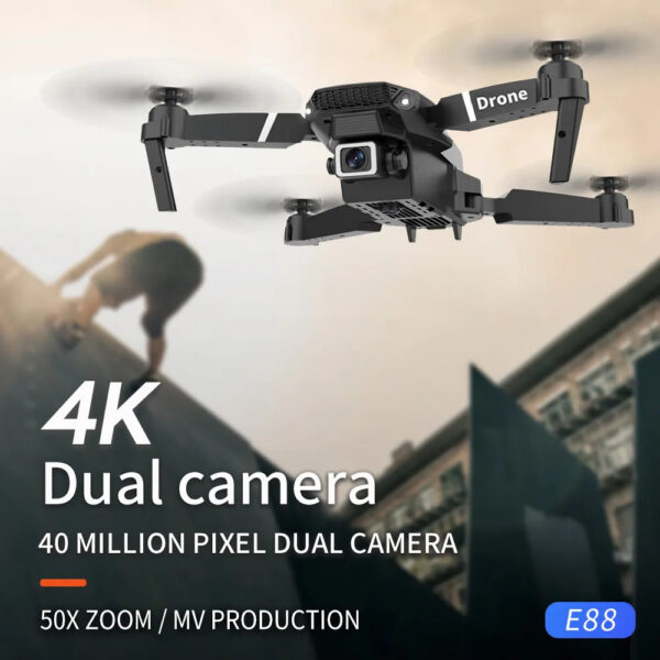 44738d49c6f4e0d3 Professional Drone E88 4k wide-angle HD camera WiFi fpv height Hold Foldable RC quadrotor helicopter Camera-free children's toys