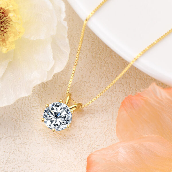 447b95c69e92a213 0.5-5.0 Carat Round D Moissanite Diamond Pendant Sier Real 14K Gold Plated Necklaces for Women Engagement Wedding Jewelry