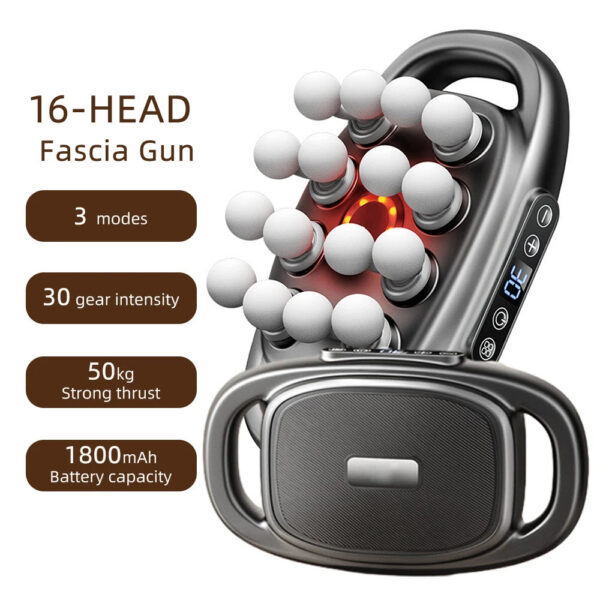 4488c2a55296b30b 16-Head Fascia Gun High-Frequency Vibration Body Massage Gun Back and Waist Massager Neck Shoulder Massager Muscle masajeador