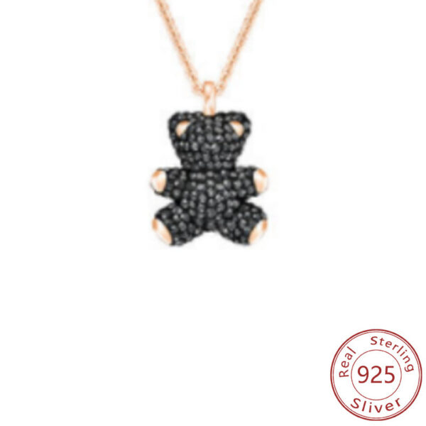 448d1d759b57c11f New Sier 3D Full Diamond Teddy Bear Necklace