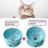Y YHY Raised Cat Food Bowl Set, Ceramic, Tilted Elevated Bowls, 2 Bowls, 3.6 in & 3 in, White