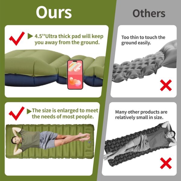 44a700b9a701a3da MEETSUN Insulated Sleeping Mat for Camping,50D Poly Pongee Fabric,Wear-Resistant,Enlarged Size,5" Thick Camping Mattress Pad with Built-in Foot Pump,Lightweight Sleeping Pad for Backpacking,Car,Tent.