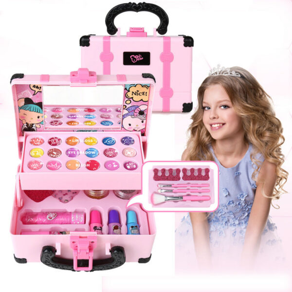Kids Cosmetics Playing Box Princess Makeup Toy Play Set Lipstick Eye Shadow Safety Nontoxic Toys Kit for Girl Gift