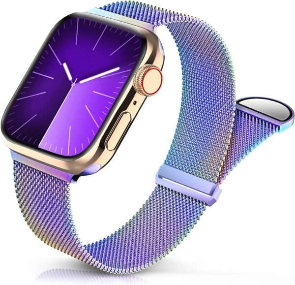 Sunnywoo Metal Stainless Steel Band Compatible with Apple Watch Bands 40mm 38mm 41mm 42mm 44mm 45mm 49mm,Silver Loop Adjustable Magnetic Strap for iWatch Series Ultra 8 7 6 5 4 3 2 1 SE for Women Men