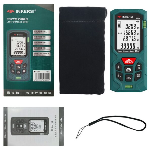 44d66282896ccb0a INKERSI Rangefinder Digital Tape Measure 40M/70M/120m High Precision Laser Distance Meter Roulette Range Finder No Battery