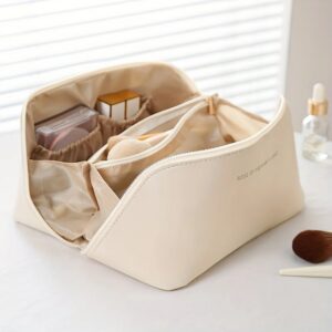 44d742bfd2092e25 Large Capacity Travel Portable Leather Cosmetic Women Bathroom Wash Bag Multifunctional Toiletry Kit