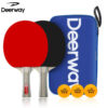 44dfc33cb6051246 Ping Pong Paddle Set with 2 Horizontal Rackets Comfort Handle Nanotechnology Durable Basswood Wood Ping Pong Supplies
