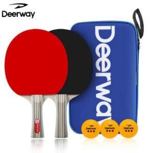 44dfc33cb6051246 Ping Pong Paddle Set with 2 Horizontal Rackets Comfort Handle Nanotechnology Durable Basswood Wood Ping Pong Supplies