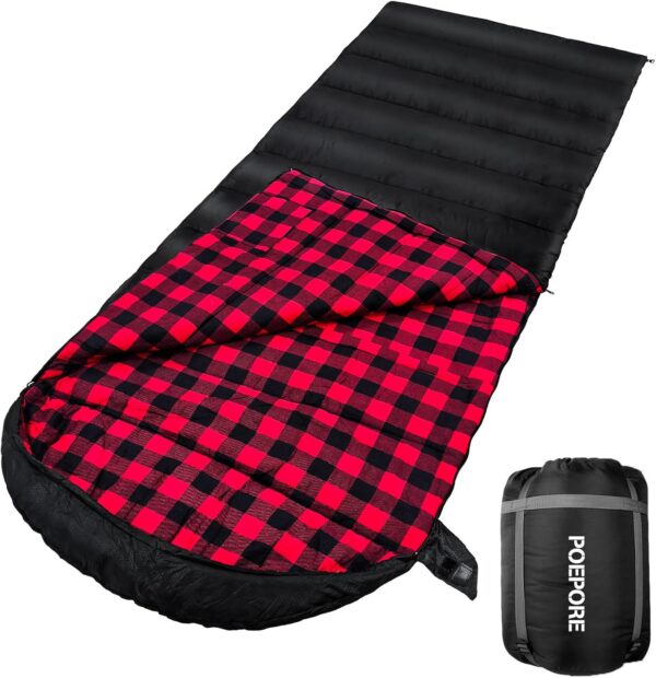 44e19813b594074a Poepore XXL Schlafsack Outdoor für Erwachsene 3–4 Jahreszeiten Flanell Schlafsäcke Camping Winter Deckenschlafsack mit Aufbewahrungstasche Wasserdichter und Warmer 230 x 90CM