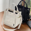 Mini Canvas Satchel Bag With Top Handle, Multi Pockets Shoulder Bag, Portable Lunch Box Storage Bag