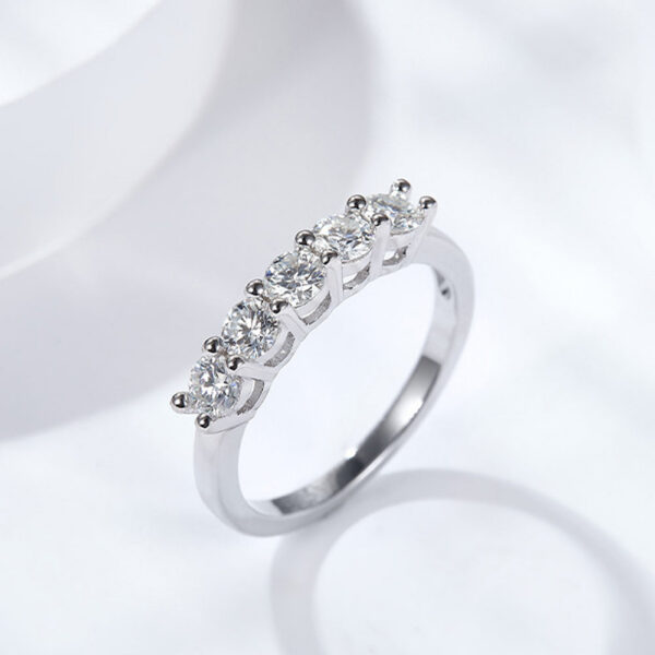 KNOBSPIN D Color 4mm Moissanite Diamond Rings for Women Classic Match Wedding Eternity Band with GRA s Sterling Sier Ring