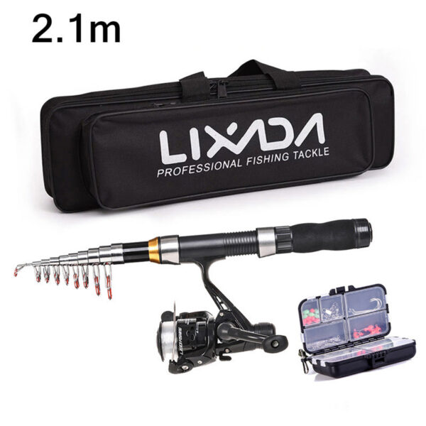 451cffee6f2691f6 Lixada 2.1m 2.3 m Telescc Combo Full Kit Carbon Fiber Rod Pole Spinning Reel Fishing Bag Case Pesca Gear Set