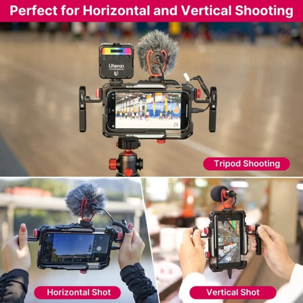 4526d94164df9748 Ulanzi Lino Smartphone Cage for iPhone 16 15 14 13 12 X XR XS Max Mini/Pro/Pro Max Smartphone Handle Grip Phone Vlog Video