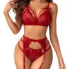 Avidlove Women Lingerie Set Lace Teddy Strap Babydoll Bodysuit with Garter Belts