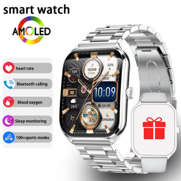 452a6ce0d5f5d1bf New Ultra Thin Smart Watch men 1.96" AMOLED HD Pixel Display Always Show Time BT Call Reminder Smartwatch Ladies For Android iOS