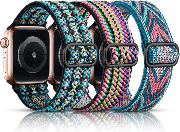 452efae4bda562fc DaQin 3 Pack Elastic Bands Compatible with Apple Watch Band 45mm 44mm 49mm 42mm 41mm 40mm 38mm Women Men, Soft Nylon Solo Loop Straps for Apple Watch SE iWatch Series 9/8/7/6/5/4/3/2/1/Ultra/Ultra 2