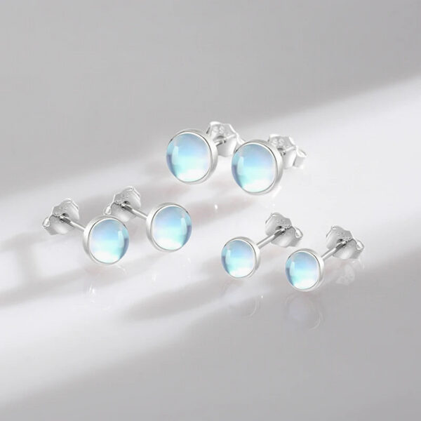4536630edf368a45 Modian 925 Sterling Silver Round Exquisite Moonstone 4 5 6 MM Stud Earrings Platinum Plated Charm Ear Studs For Women Jewelry