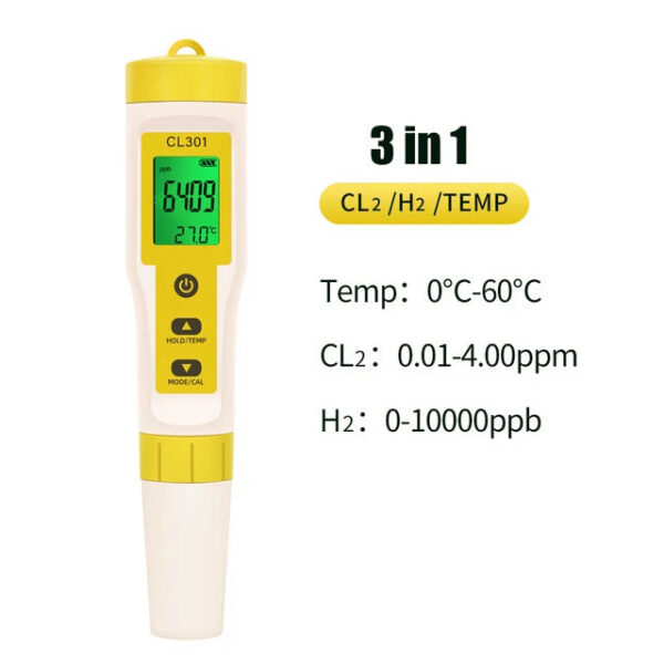 456c2689f74500e6 5 in 1 Chlorine PH CL2 H2 ORP Temperature Meter Quality Tester for Pools Drinking Water Aquarium Swimming Pool
