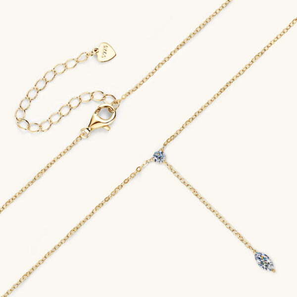 IOGOU Moissanite Y-Shape Necklaces for Women Marquise 3x6mm & 3mm Round Cut Diamond Pendant Sier Accessories Jewelry