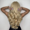 Natural Blonde Yellow Long Wavy Synthetic with Bangs Women Body Wave Afro Female Wigs Cosplay Daily Hair