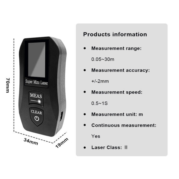 45ac299423c250f2 Pracmanu 30M Digital Distance Meter High Precision Mini Laser Rangefinder USB Rechargeale Measurement Tool