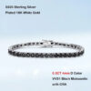 EWYA GRA Certified Real 3/4/5/6.5MM Full Black Moissanite Tennis Bracelet for Women Men S925 Silver Link Bracelets Fine Jewelry