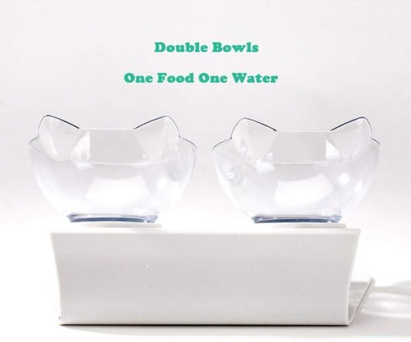 Elevated Cat Bowls with Raised Stand, Pet Food Water Feeder Bowl, 15° Tilted Pet Bowl Stress-Free Suit for Cats Small Dogs
