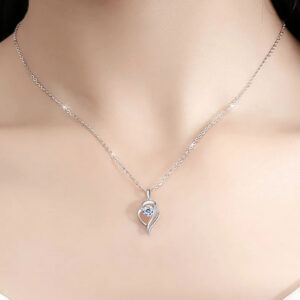 45ce8858b6eed33f EWYA GRA Certified 1 Carat Moissanite Pendant Necklace for Women Party Sterling Sier Diamond Chain Necklaces