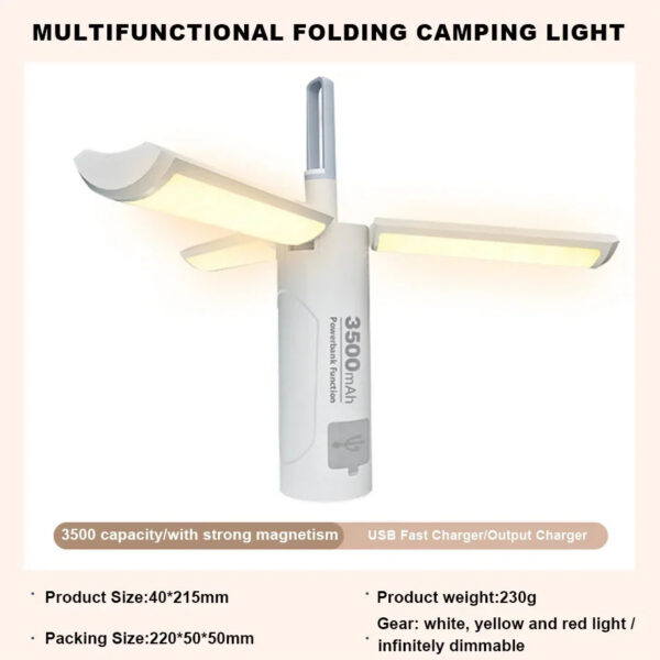 45da9e8ba6580794 LED Camping Lantern 4500mAh Solar Hanging Night Lamp 1000LM Folding 90 Rotating Base USB Charging IPX4 Waterproof for Fishing