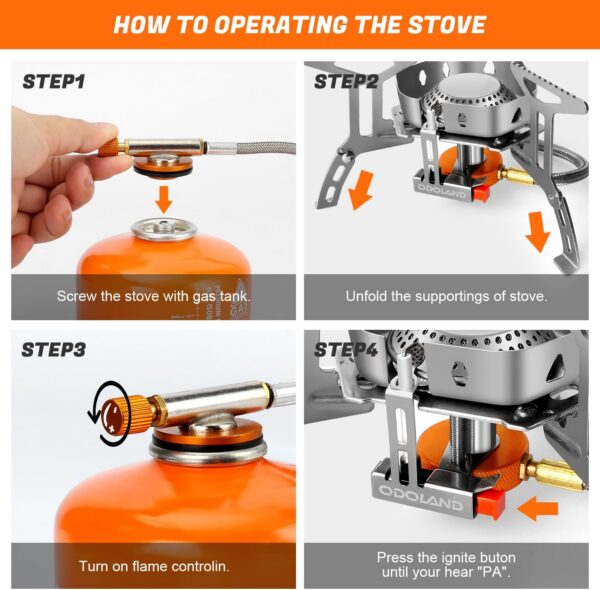 45fae49fcce87f40 Odoland 3500W Windproof Camping Gas Stove Portable Collapsible Outdoor Camping Stove with Piezo Ignition Backpacking Stove for Outdoor Cooking Hiking Picnic and Camping Grey