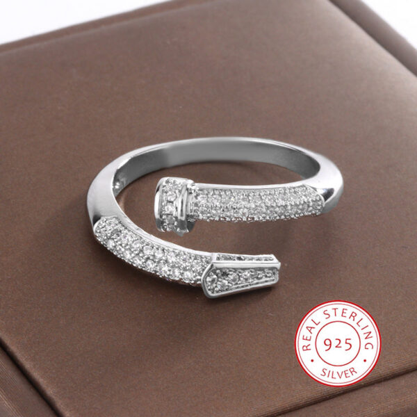 460744429380108c Classic Design Full Diamond Zircon Nail Ring Fashion Everything Sier Ladies Fine Jewelry Light Birthday Party Gift