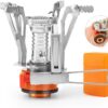 Portable Camping Stove Backpacking Stove, Lightweight Mini Gas Stove for Hiking, Travel, Adventures, and Emergencies, Portable Camp Stove with Piezo Ignition and 3000 Watts of Power
