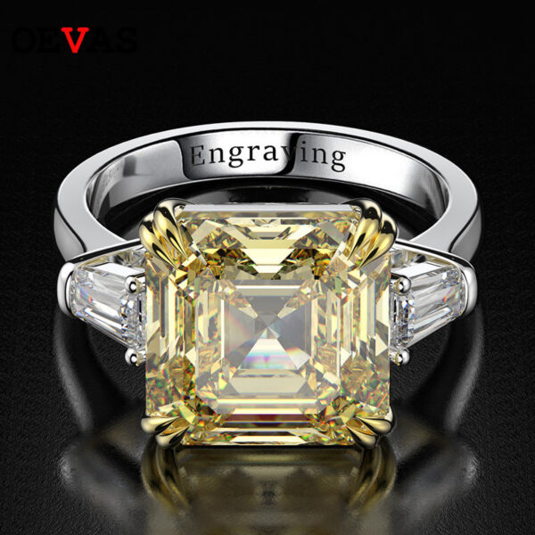 OEVAS 100% Sterling Sier Created Moissanite Citrine Diamonds Gemstone Wedding Engagement Ring Fine Jewelry Gift Wholesale