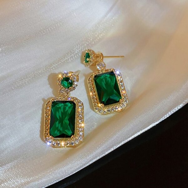 4PCS Sets Exquisite Quadrate Rhinestone Necklace Earrings Ring Set Charm Ladies Jewelry Fashion Bridal Gifts