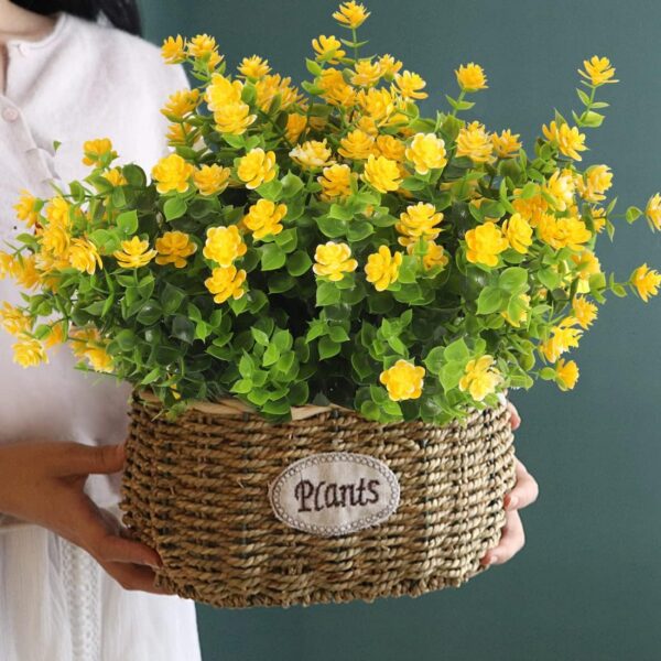 461fa0bbf5757e3c RECUTMS 12 Bundles Outdoor Artificial Flowers UV Resistant Fake Boxwood Plants, Faux Greenery for Indoor Outside Hanging Plants Garden Porch Window Box Home Wedding Farmhouse Décor(Yellow)