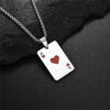 4621504a32576a10 2Piece Set Hip Hop Statement Stainless Steel Poker Card Ace of Spades Necklace For Women Men Pendant Chain Playing Cards Jewelry