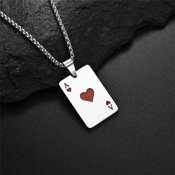 4621504a32576a10 2Piece Set Hip Hop Statement Stainless Steel Poker Card Ace of Spades Necklace For Women Men Pendant Chain Playing Cards Jewelry