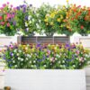 46260b1b8b636b84 AmyHomie 20 Bundles Artificial Flowers Outdoor UV Resistant Faux Flowers No Fade Fake Plastic Plants Garden Porch Window Box Decorating(Bright Yellow)