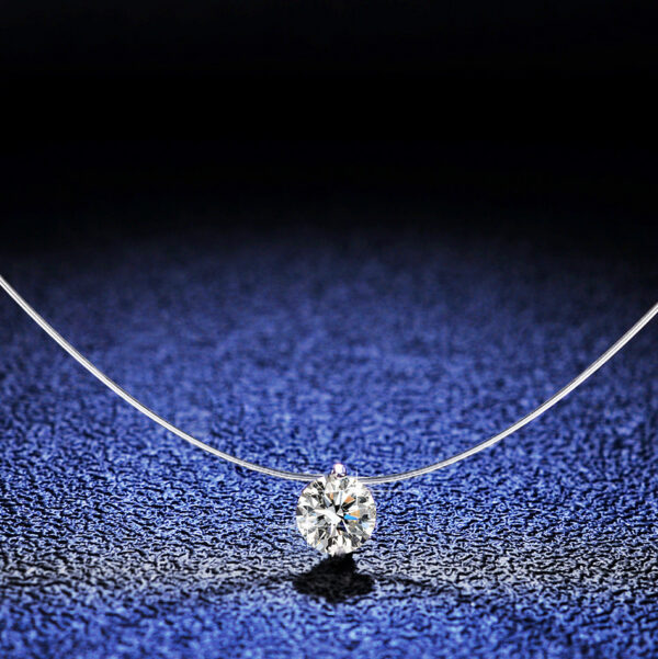 Creative Sier Pendant Female Fishing Line Necklace 1 Carat Moissanite Gift Chain Engagement Wedding Jewelry