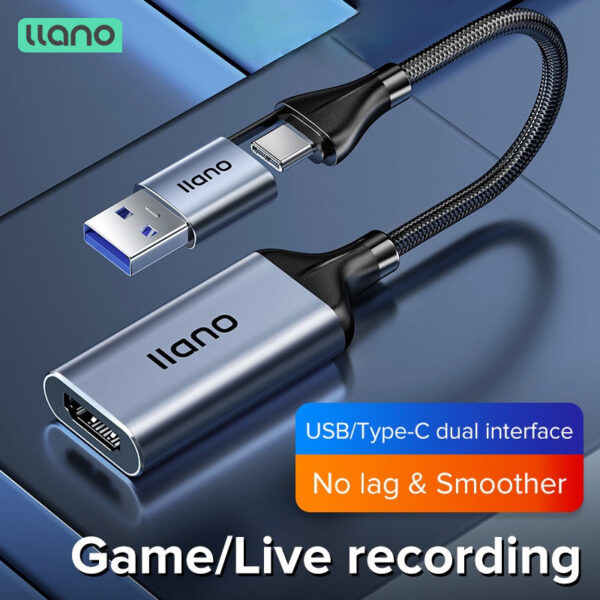 Llano 2 in 1 USB/Type-C Capture Card Game Streaming Recording Device Video Collector 1080P 4K HDMI to USB Type-C Live