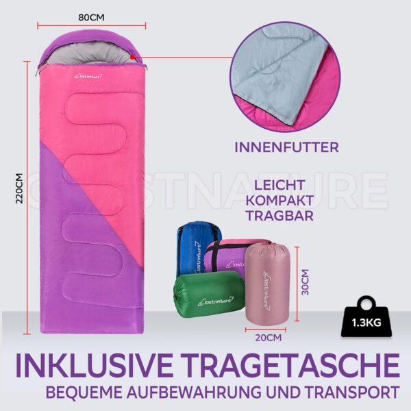 Clostnature Leichter Schlafsack für Camping – Outdoor Lässiger Deckenschlafsäcke mit Kleines Packmaß für Erwachsene, Damen, Herren, Wandern, Sport, Bergsteigen(Links Reißverschluss)