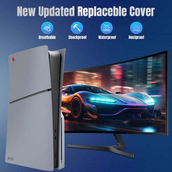 Limited Edition Grey Custom Replacement Faceplates with Skin &30th Anniversary Sticker ABS Cover Shell For PS5 Slim Console