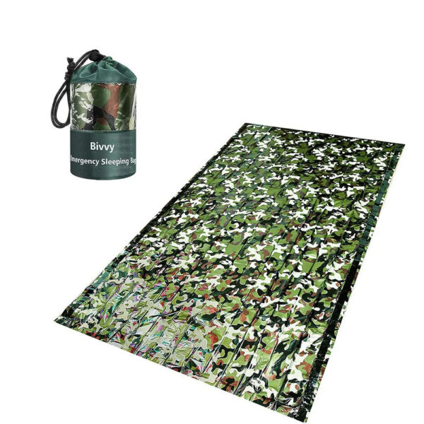 PE Emergency Camouflage Waterproof Portable Survival 120x200cm Sleeping Bag for Outdoor Camping Hiking Adventure